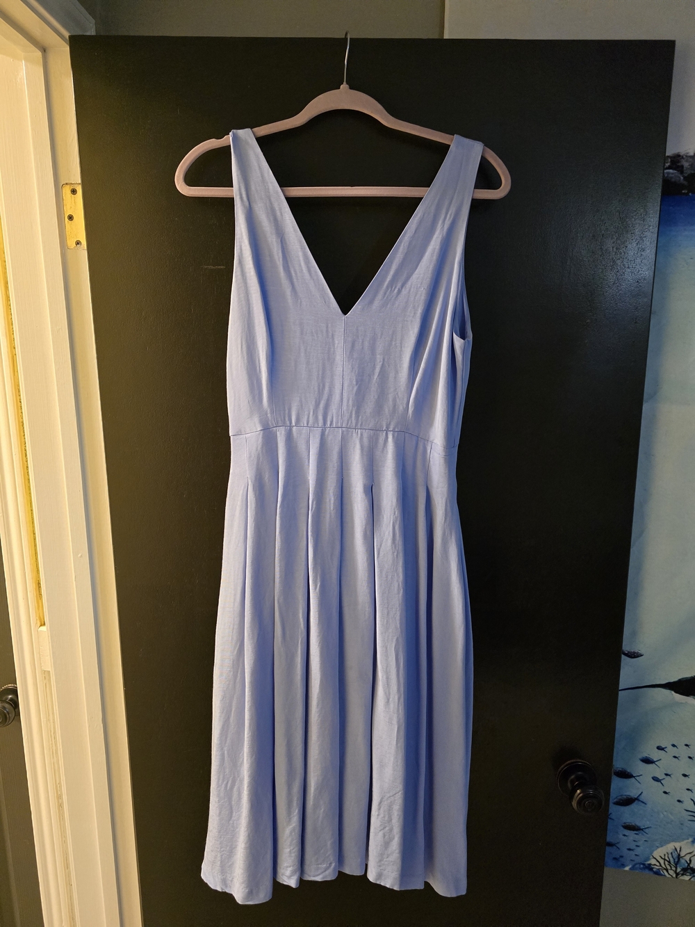 FRNCH Pleated Sleeveless Powder Blue Midi Dress